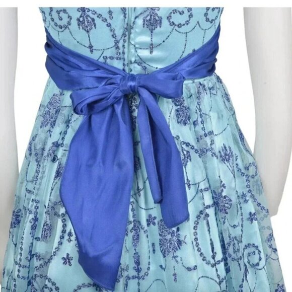 Beata Studio Dress Prom Grad Formal Blue Silver Size 5 - Picture 6 of 12